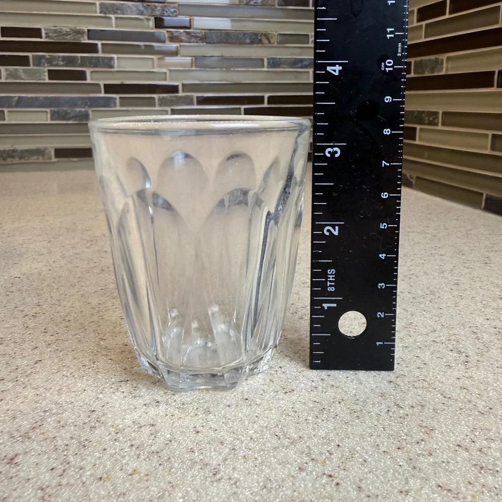 VTG Vetravir Italy Clear Glass Juice Glasses Set of 6 Paneled Scalloped Art Deco